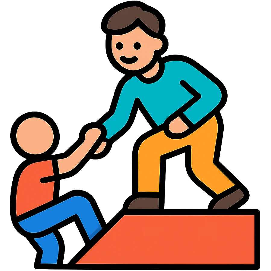 a man who helps others, giving a hand, modern icon style emoji