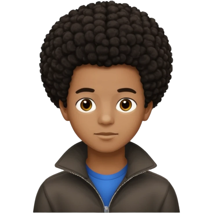 teen black boy with medium afro hair and dark brown eyes  emoji