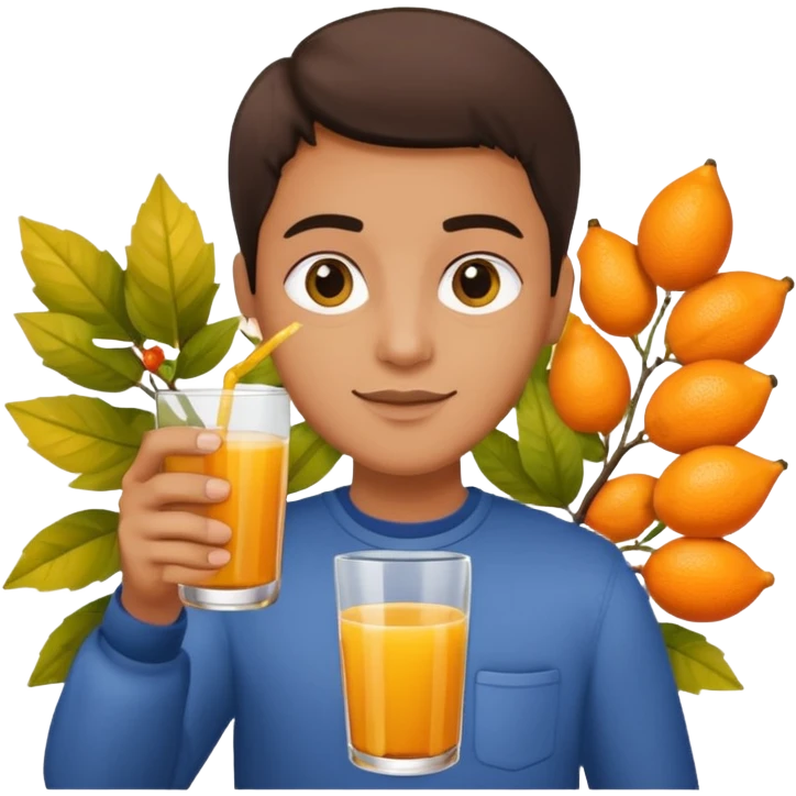 juice, colors yellow,orange,forest fruits, person emoji