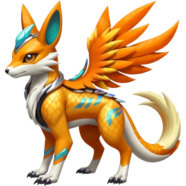 Tribal Exotic Meloetta-Lombax-Renamon-Protogen-Palkia-hybrid-fusion-Fakémon-creature, full body emoji