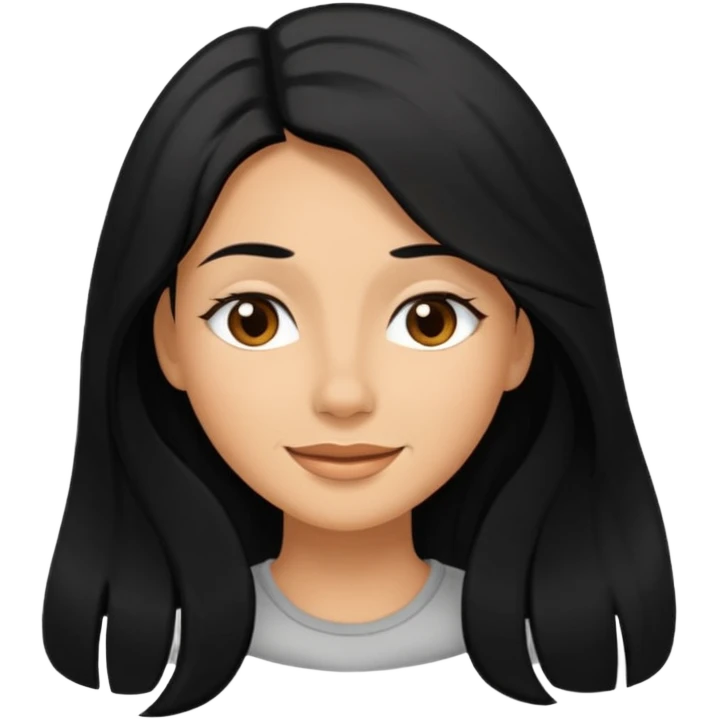 a happy woman smile, sleepy eyes with long black hair emoji