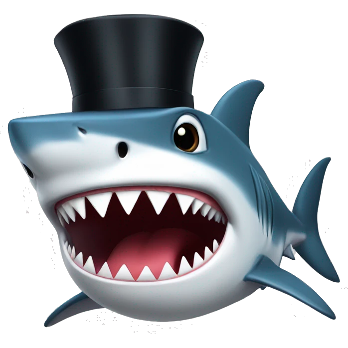Shark with a top hat emoji