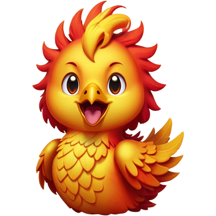 Cinematic Cute Yawning Mystical Fire Phoenix Portrait Emoji, Head tilted slightly with a dramatic, wide-open yawn, revealing softly ruffled plumage with hints of fiery red and molten gold, and half-closed, dreamy eyes exuding a serene, reborn warmth; rendered with realistic detail and gentle, natural light, high shine, relaxed yet resplendent, styled with a dash of mythical charm, soft glowing outline, capturing the essence of a sleepy yet affectionate phoenix ready to stretch its wings into a peaceful, ember-lit slumber! emoji