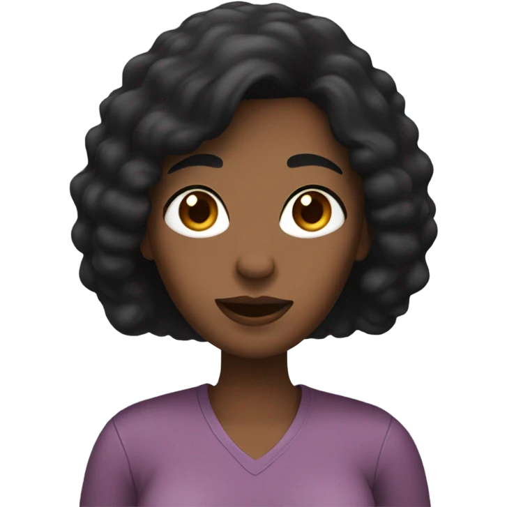 A woman with black hair, brown eyes, dark skin is holding a phone emoji