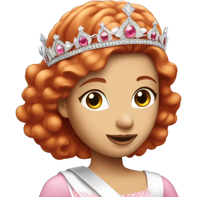 Red head white pageant girl in pink dress and silver crown with white sash  emoji