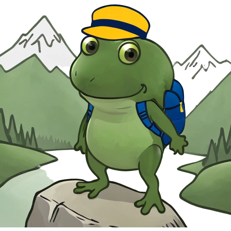 hiking with mountain emoji