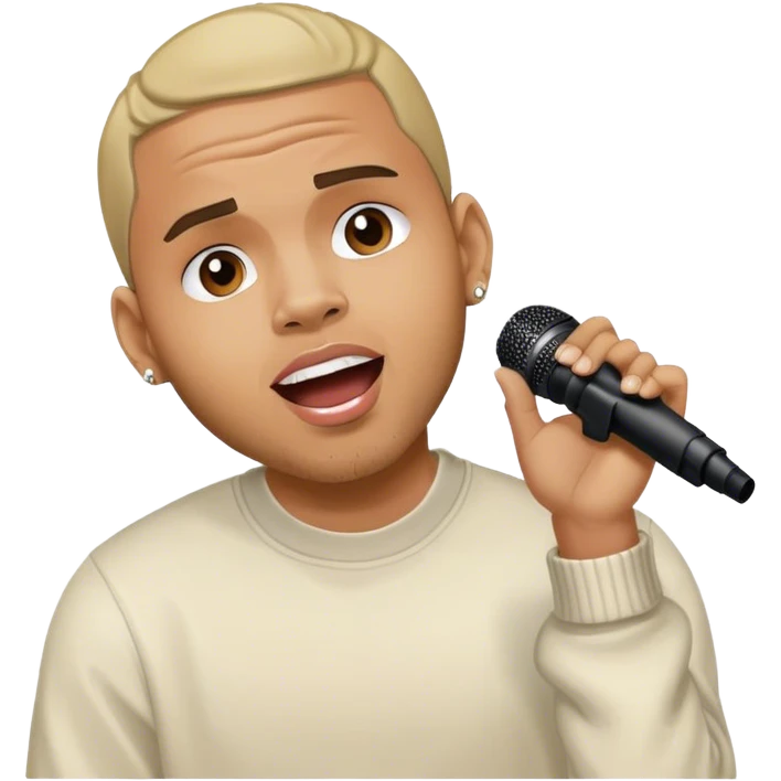 Photo Realistic Chris Brown on stage singing  emoji