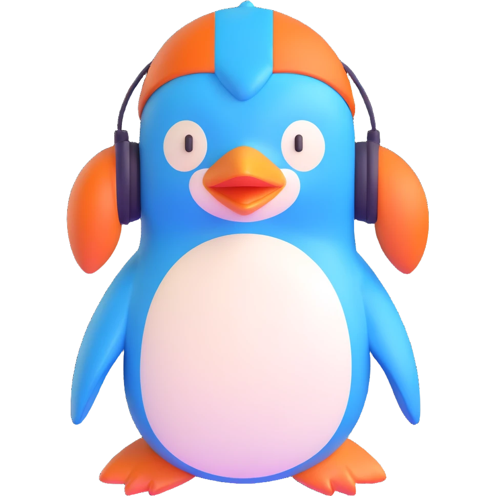 blue penguin winter hat with ear flaps emoji