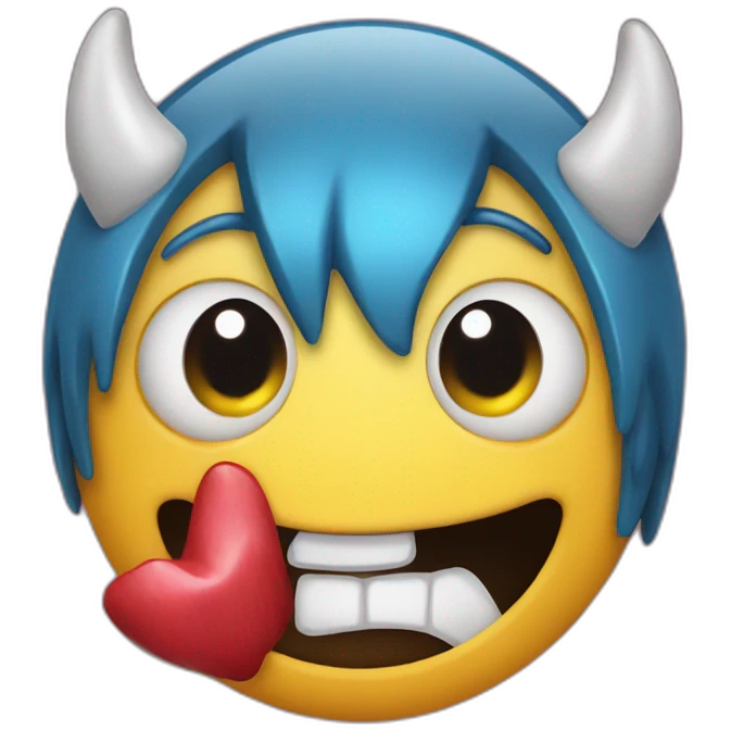 Hand on mouth giggle with devil ears  emoji