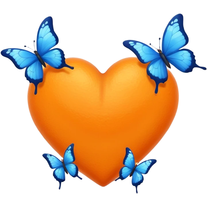 orange heart emoji with blue butterflies circling it emoji