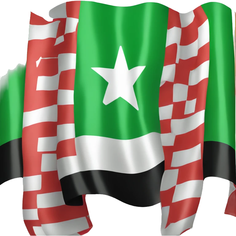 Syrian revolution flag that consist of green layer top then white in middle and black at the end and three red stars in the middle of the white layer emoji