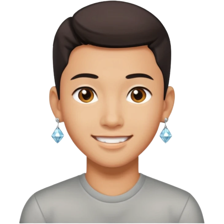 zesty gay chinese boy with diamond stud earings emoji