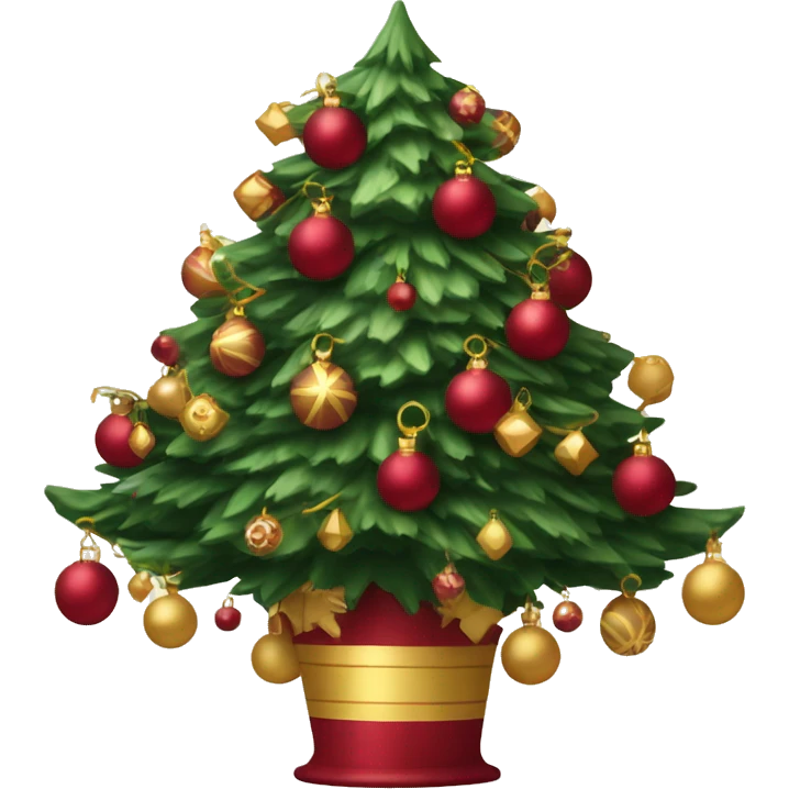 Christmas tree with wine red and gold ornaments  emoji