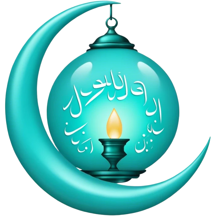Ramadan Mubarak sign with beautiful turkis light finish  emoji