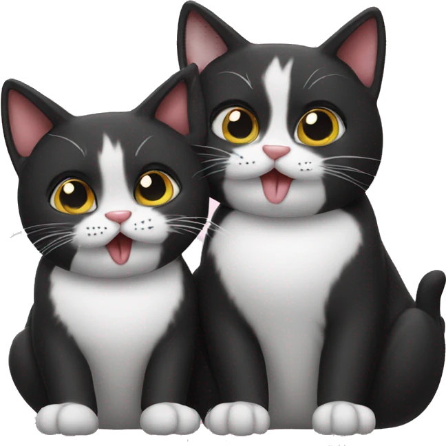 Two tuxedo cats blowing kisses emoji