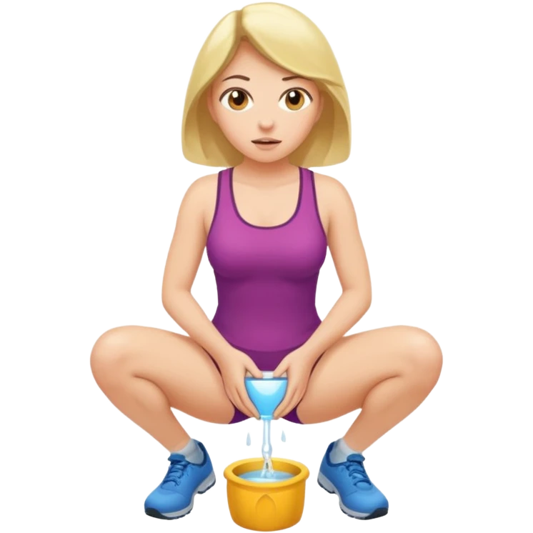Naked Woman legs and vagina spread open squatting and pissing emoji