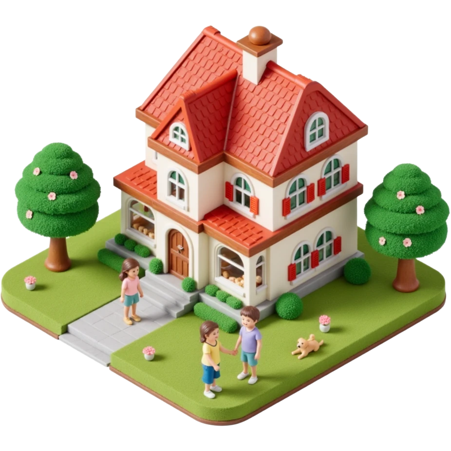 palace house with a family and pet emoji