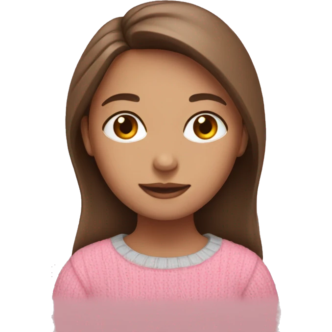 girl with brown hair in pink sweater  emoji