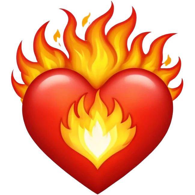 Heart on fire for love emoji