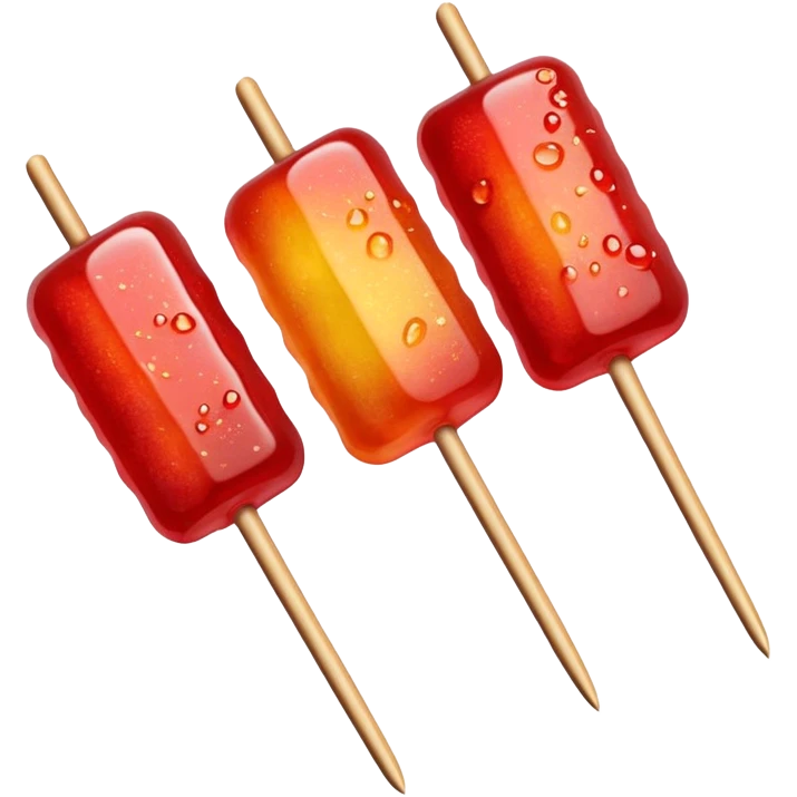Tanghulu candied fruit skewers with red sugar coating, Chinese street food emoji