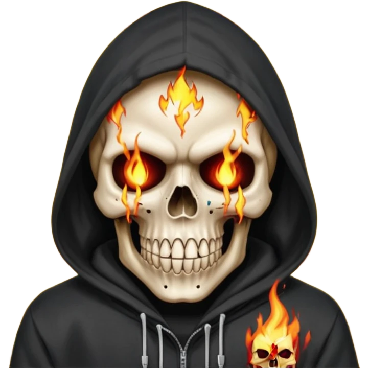 Bro I wanna skull with hoodie on the hoodie has to be on fire and I want matrix blood with the codes and weird numbers spilling out eyes and mouth almost give him a diamond grill in his mouth make it shinny where is the matrix symbols  emoji