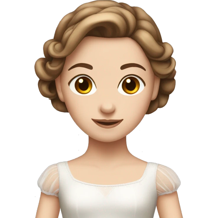White girl with brown hair doing ballet emoji