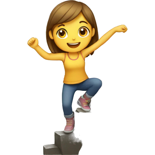 girl climbing hill and reaching star emoji