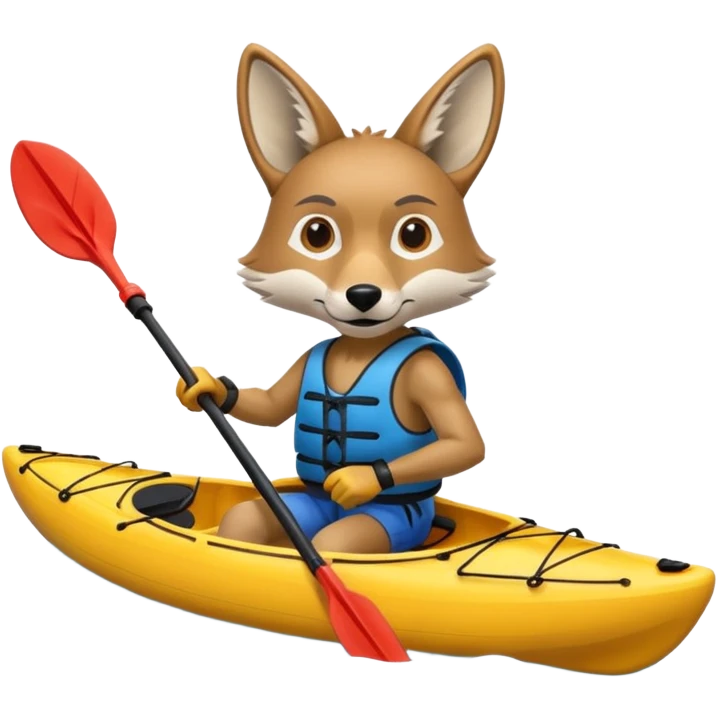 Humanoid coyote kayaking emoji