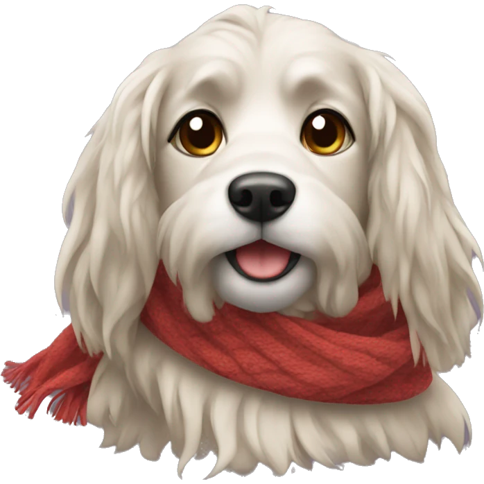 long hair Dog with scarf emoji
