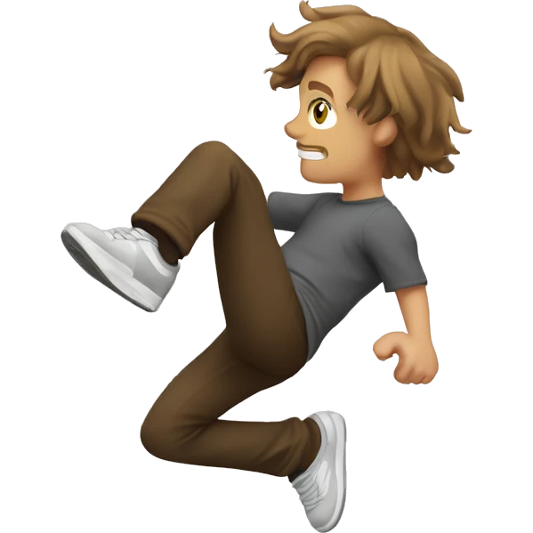 parkour white person, brown  middle part mid long hair, doing a backflip emoji