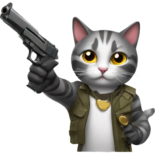 Cat with a gun emoji