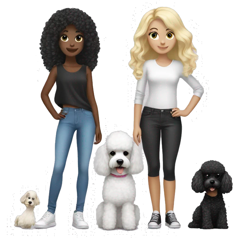 2 blonde girls with black and white poodle emoji