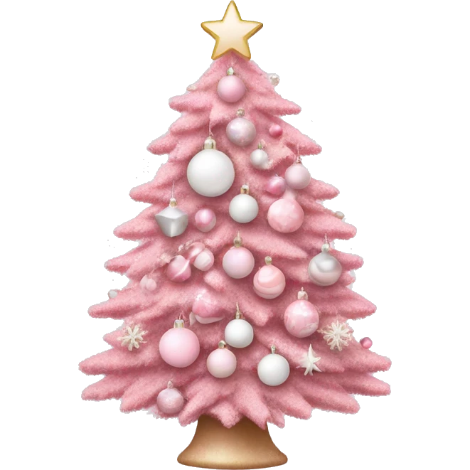 Pink pastel Christmas tree with pink and white ornaments  emoji