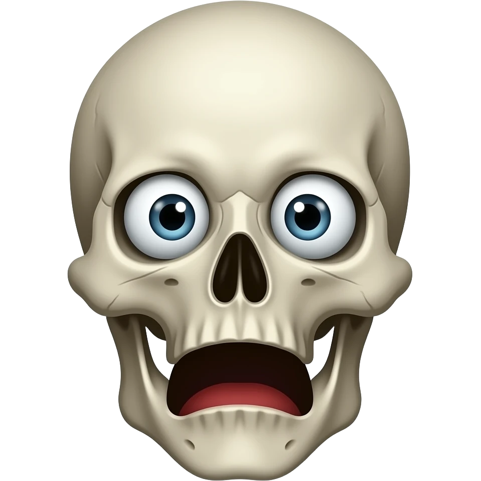 A very shocked skull used for edits like something crazy happen emoji