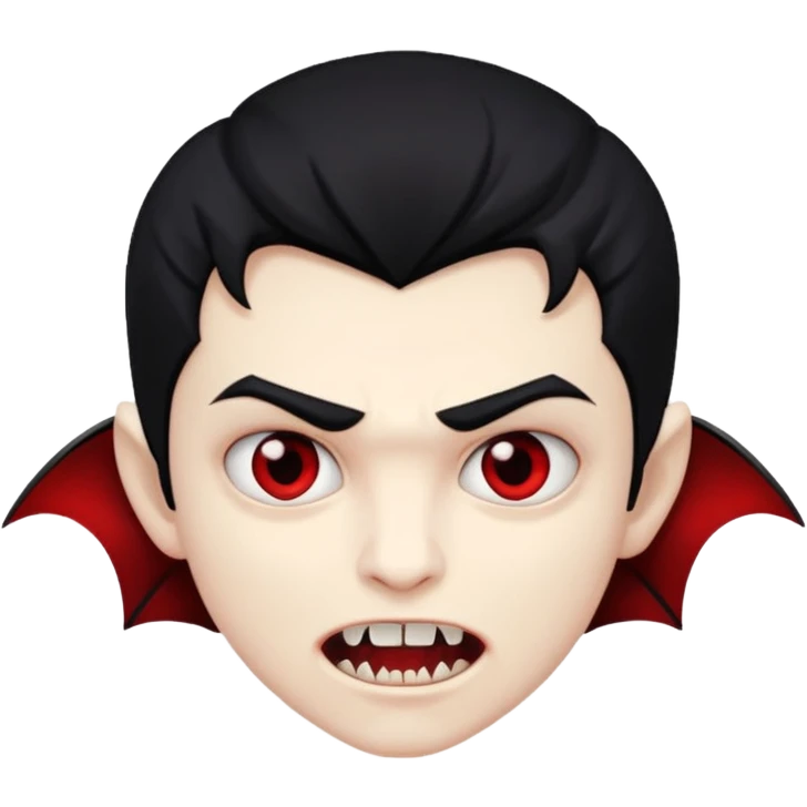 vampire boy, pale skin, fangs showing emoji