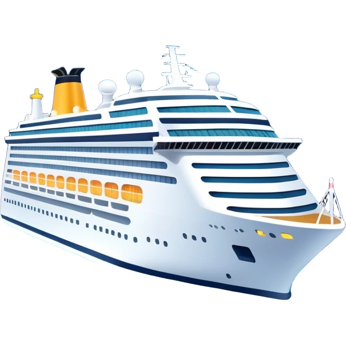 Illustrate a passenger cruise ship with multiple decks & glowing lights. emoji