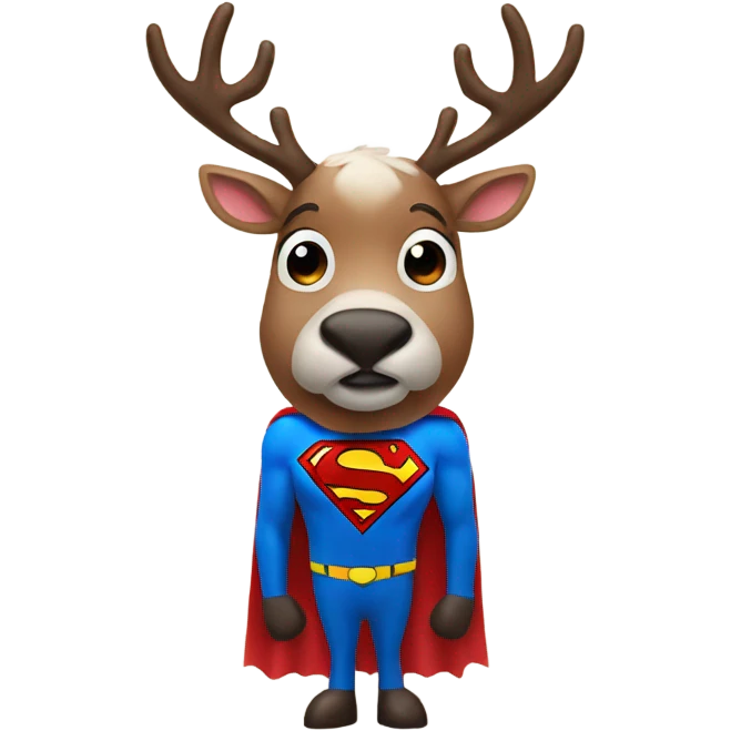 Reindeer wearing a Superman costume emoji