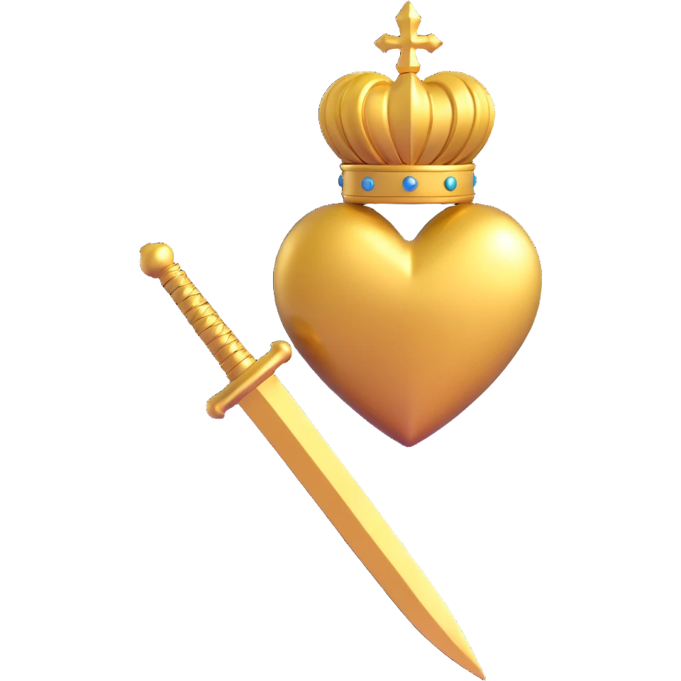 golden heart and golden dagger, both glossy and reflective emoji