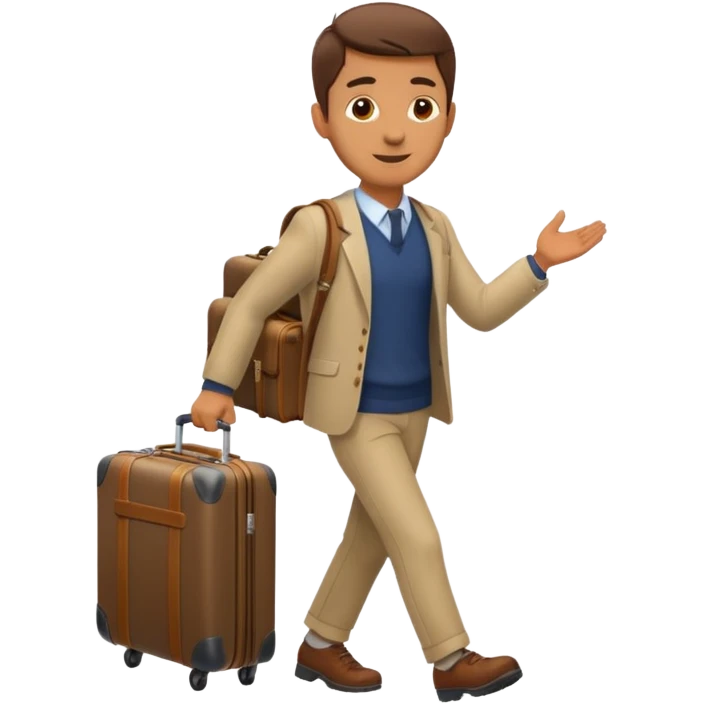 male strolling travel suitcase traveling emoji