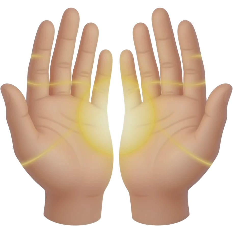 feminine healing hands with light emoji