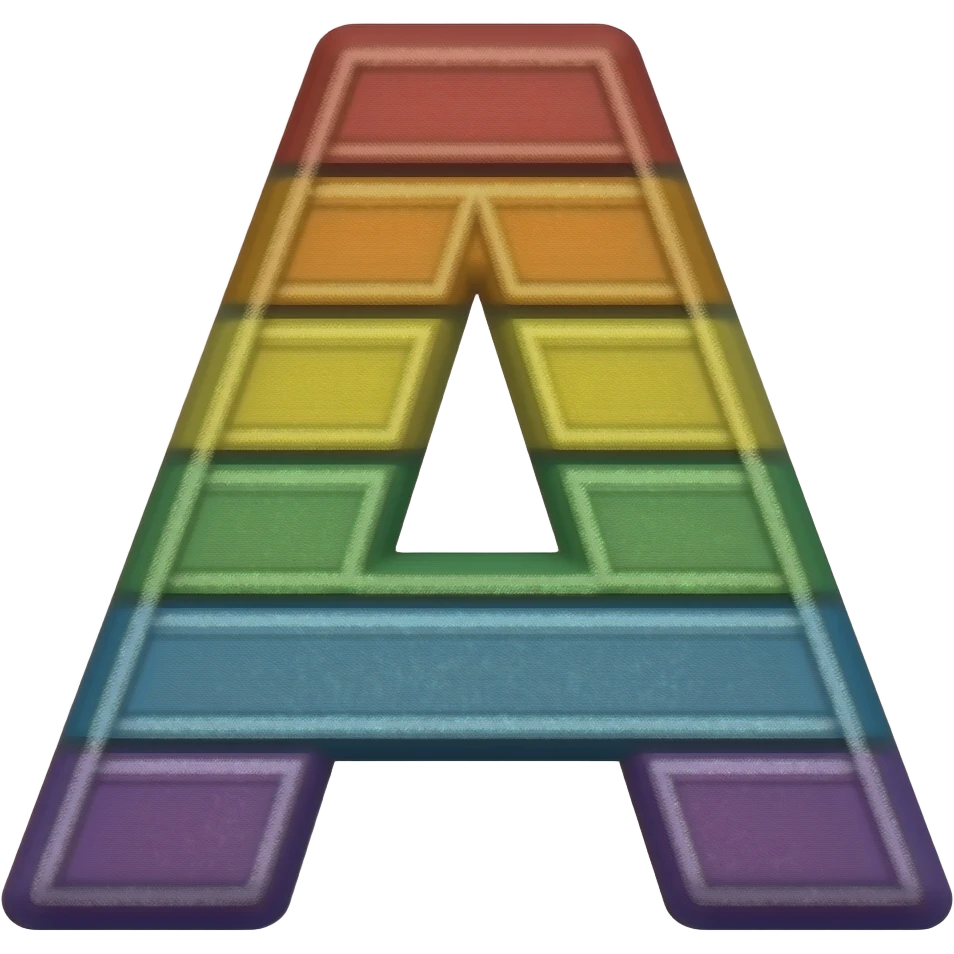 A cartoonish colourful letter A written in chalk emoji