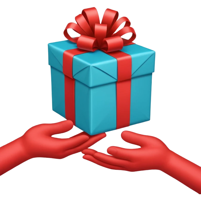 one hand offering a present, simple, clear, no text emoji