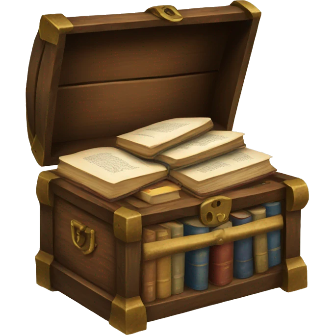 open vintage chest with old books inside  emoji