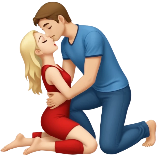 Uomo inginocchiato che bacia i piedi alla padrona emoji