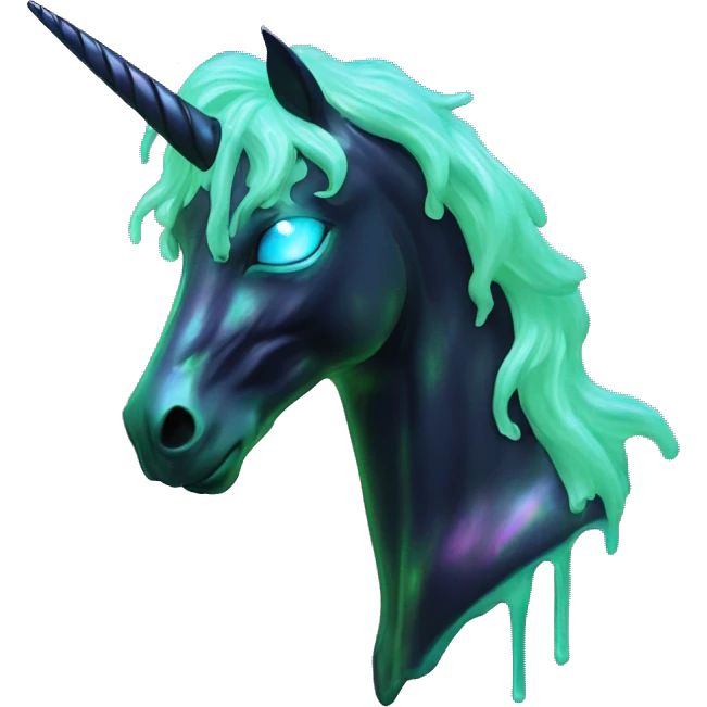 .Zombie_ Vaporwave black holographic oilslick zombie unicorn  emoji