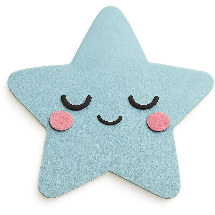 adorable pastel blue star, closed eyes, gentle glow, no arms or legs, full body, kawaii style emoji