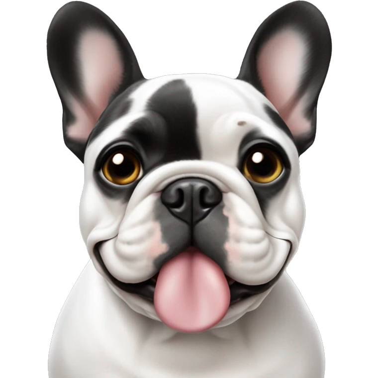 French bulldog, black , white spot chest, blow a kiss emoji