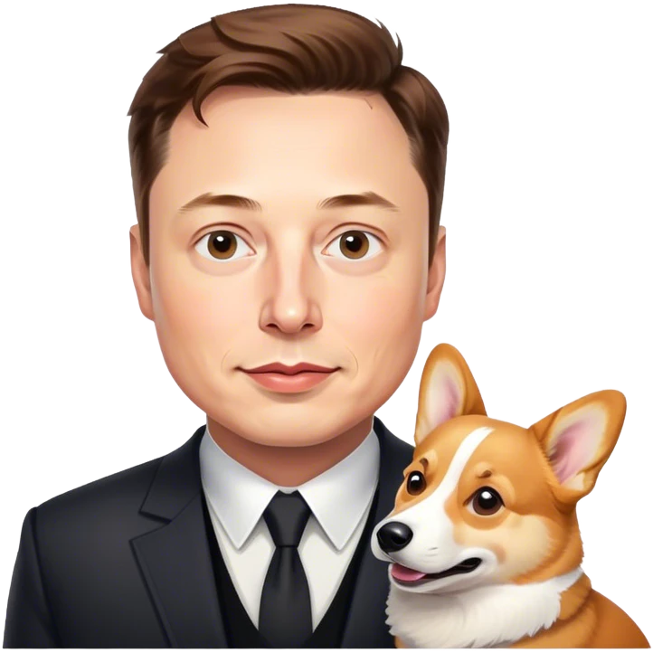 Elon Musk mit einem corgi emoji