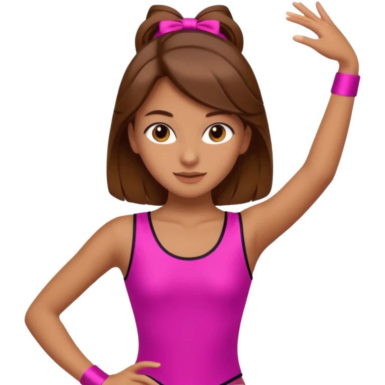 A preppy girl with brown hair and she is a Dancer emoji