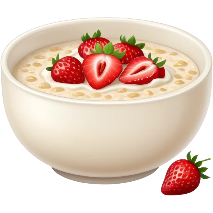 bowl of porridge with fresh strawberries emoji